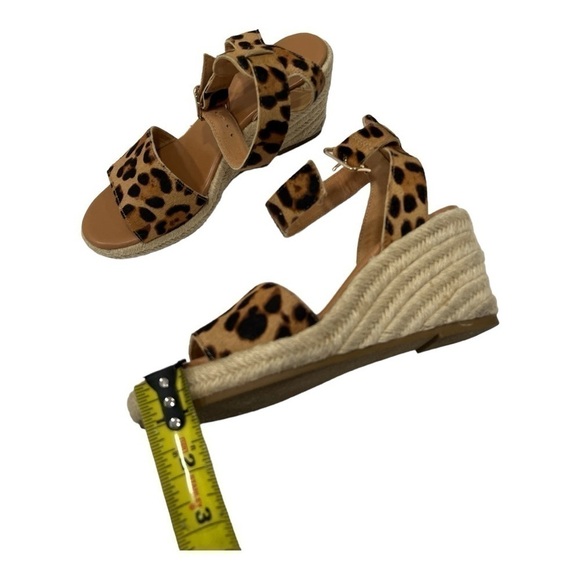 J. Crew Calf Hair Espadrille Wedge Sandals Shoes Leopard Print size 7.5 - Picture 6 of 12